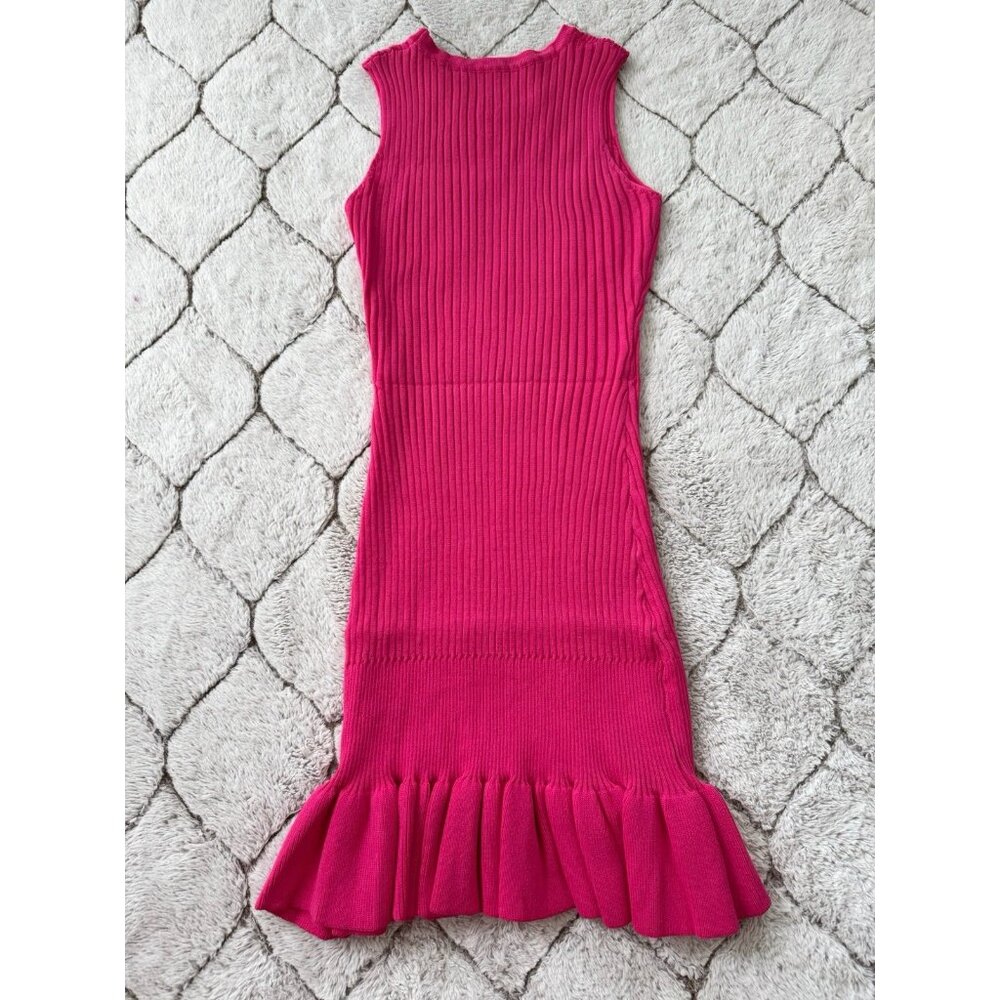 DAIMARAN Zambia Mini Dress Rose Red Sleeveless A-line Ruffled Knitted One Size - Picture 3 of 3